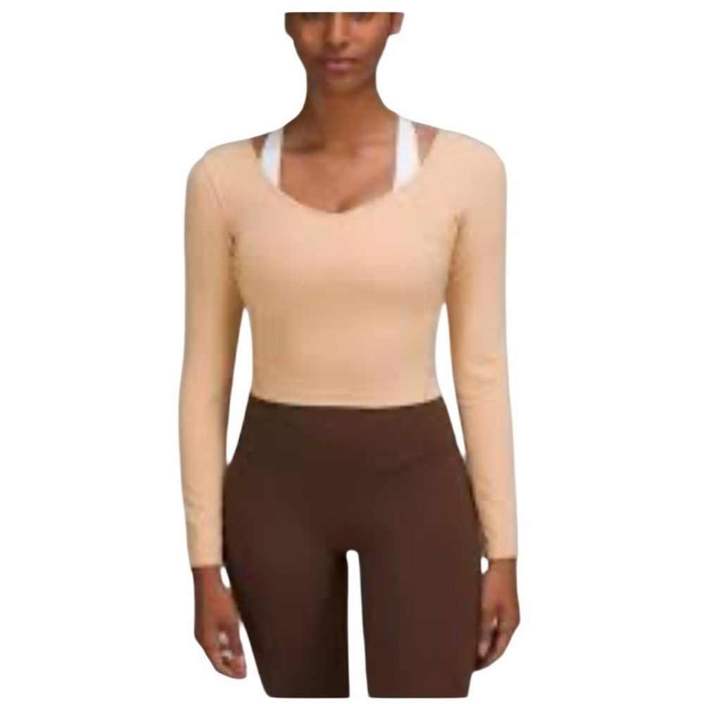 Lululemon Align Long Sleeve Shirt Size 2 NWT Contour Nulu Cropped Nude Neutral
